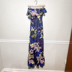 MM Couture by Miss Me Black Floral Strapless Maxi Dress